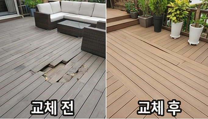 메종픽스 나무데크 하부 장선 보강 시공 사례