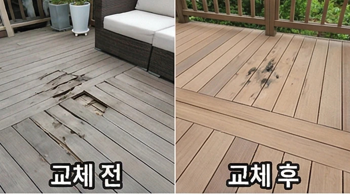 메종픽스 나무데크 삐걱거림 부분 교체 사례